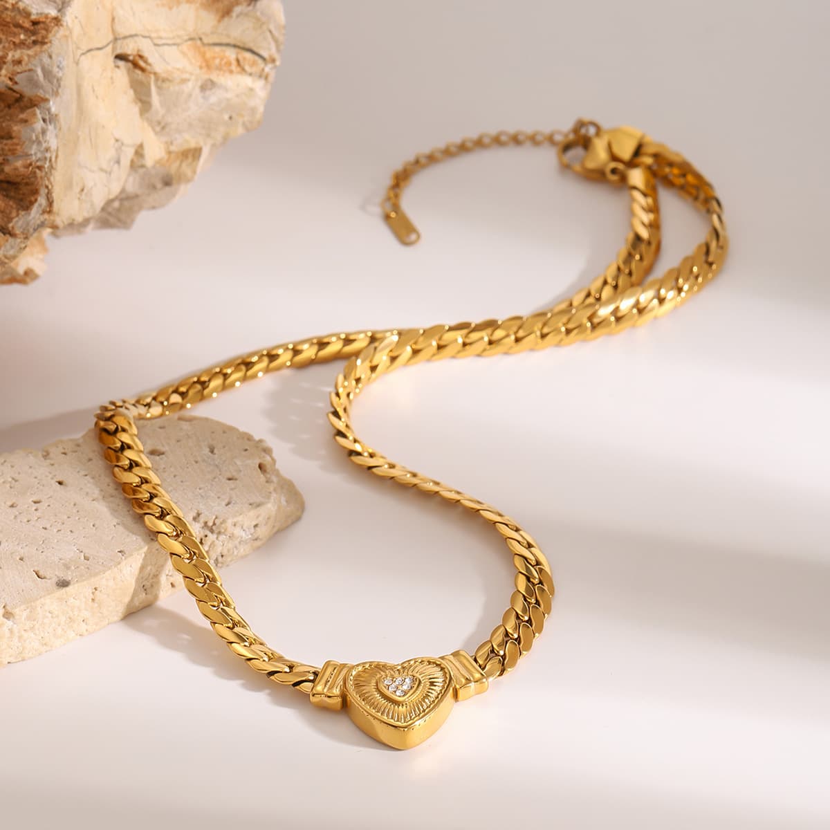 Gold Cuban Heart Necklace - Image 3