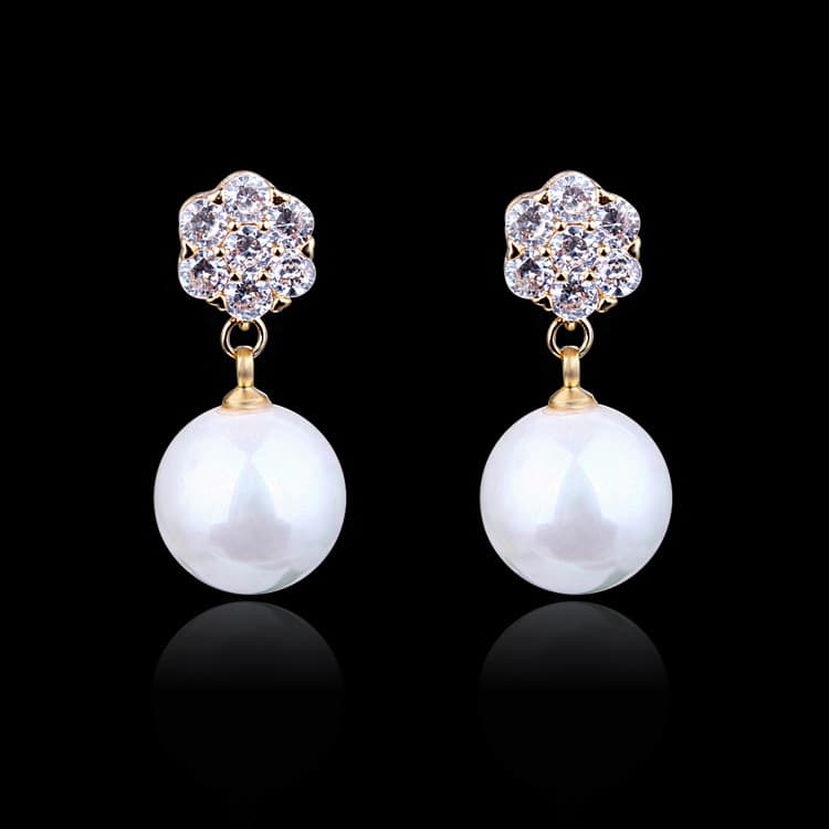 Round pearl long earrings - Image 4