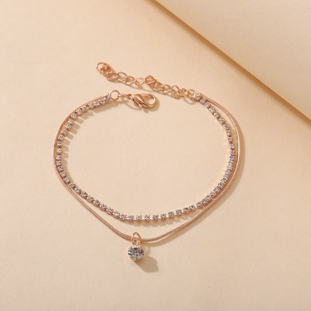 Double Layer Crystal Anklet Set - Image 2