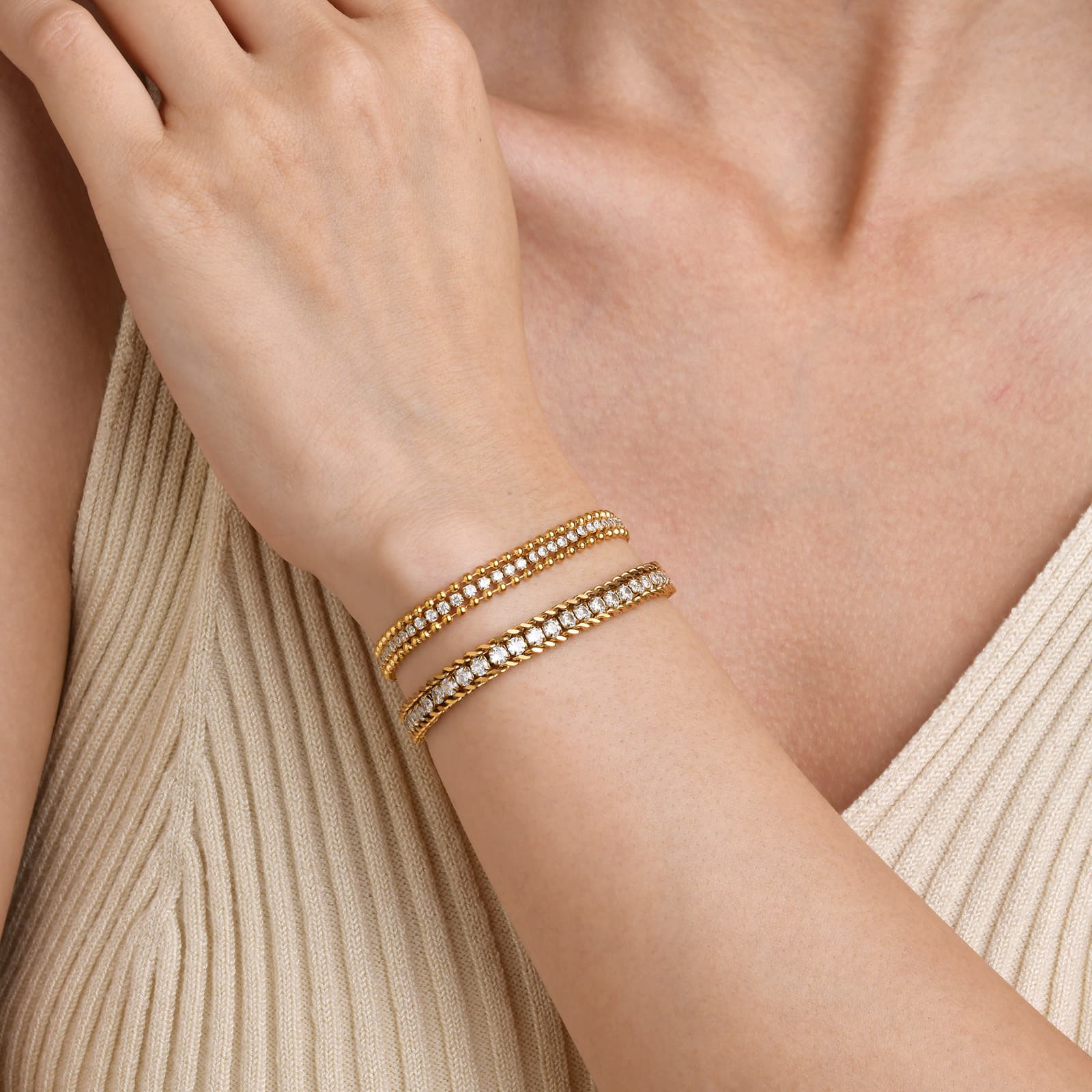 Gold Cuban Zircon Bracelet - Image 1