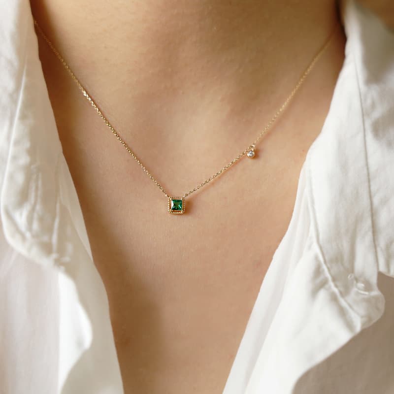 Emerald Dainty Necklace  - Image 1