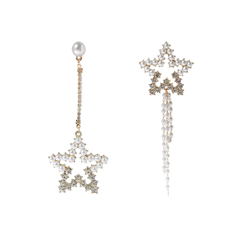 Five-pointed Star Pearl Earrings - Image 1
