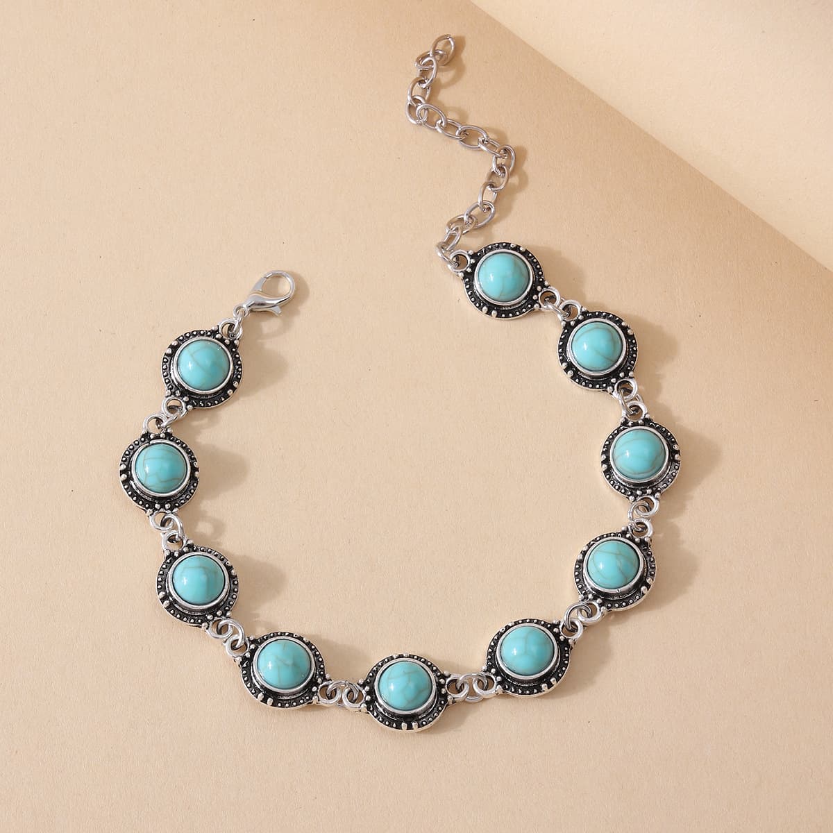 Turquoise Oxidized Anklet  - Image 3