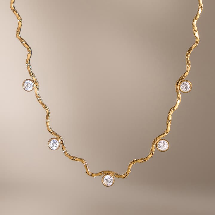 Textured Gold Zircon Necklace  - Image 2