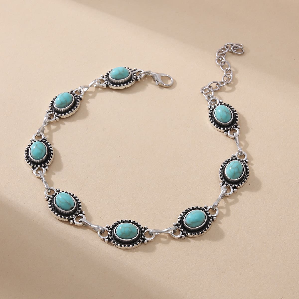Turquoise Oxidized Anklet  - Image 2
